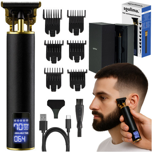 Aparat de tuns, 6 accesorii, 3 trepte viteza, baterie 600 mAh, trimmer par/barba, autonomie 90 minute - imagine 15